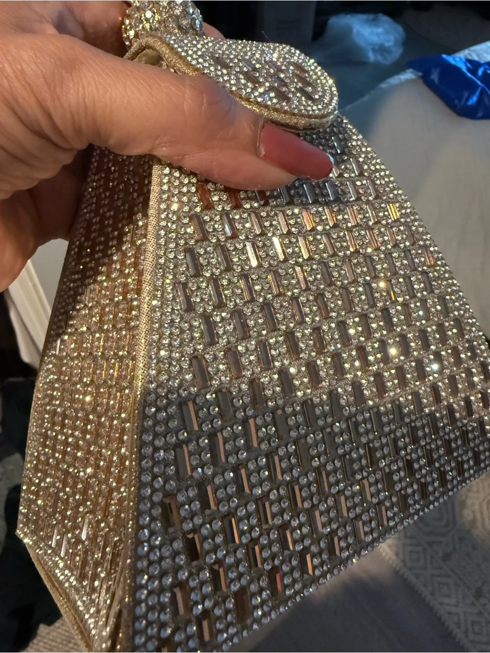 Crystal Embellished Gold Evening Bag